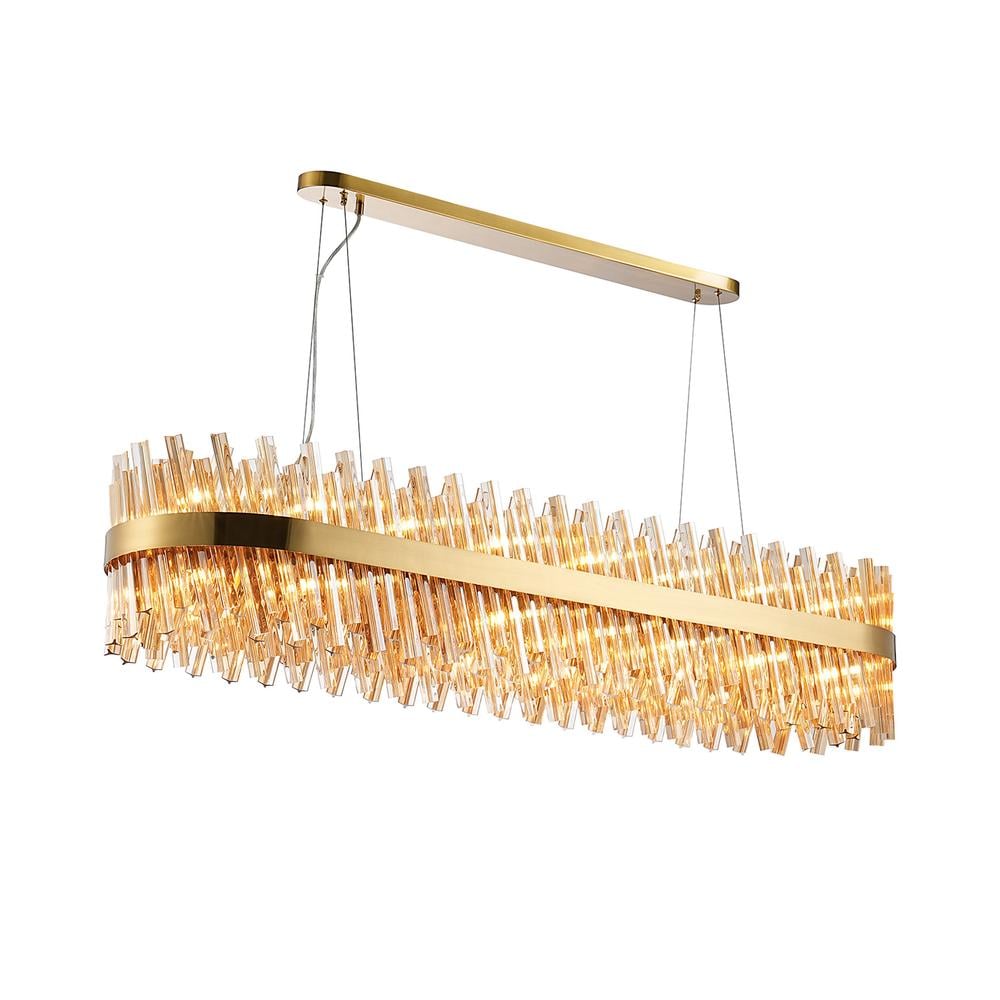 Luxuria Sylph 1.5m 36 Light G9 Pendant Oblong Brass / Amber