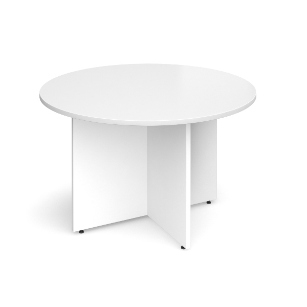 Arrowhead Leg Circular Meeting Table Bundle 4 People - White