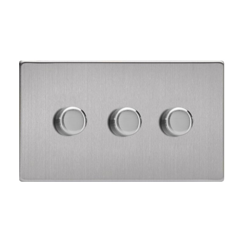 Varilight V-Pro 3 Gang LED Dimmer Switch Brushed Steel