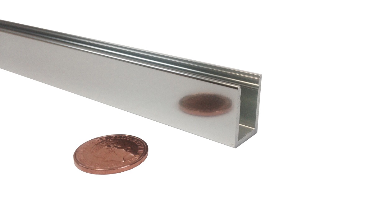 1,200mm Electro Polished Aluminium Glazing Channels – up to 10mm Glass