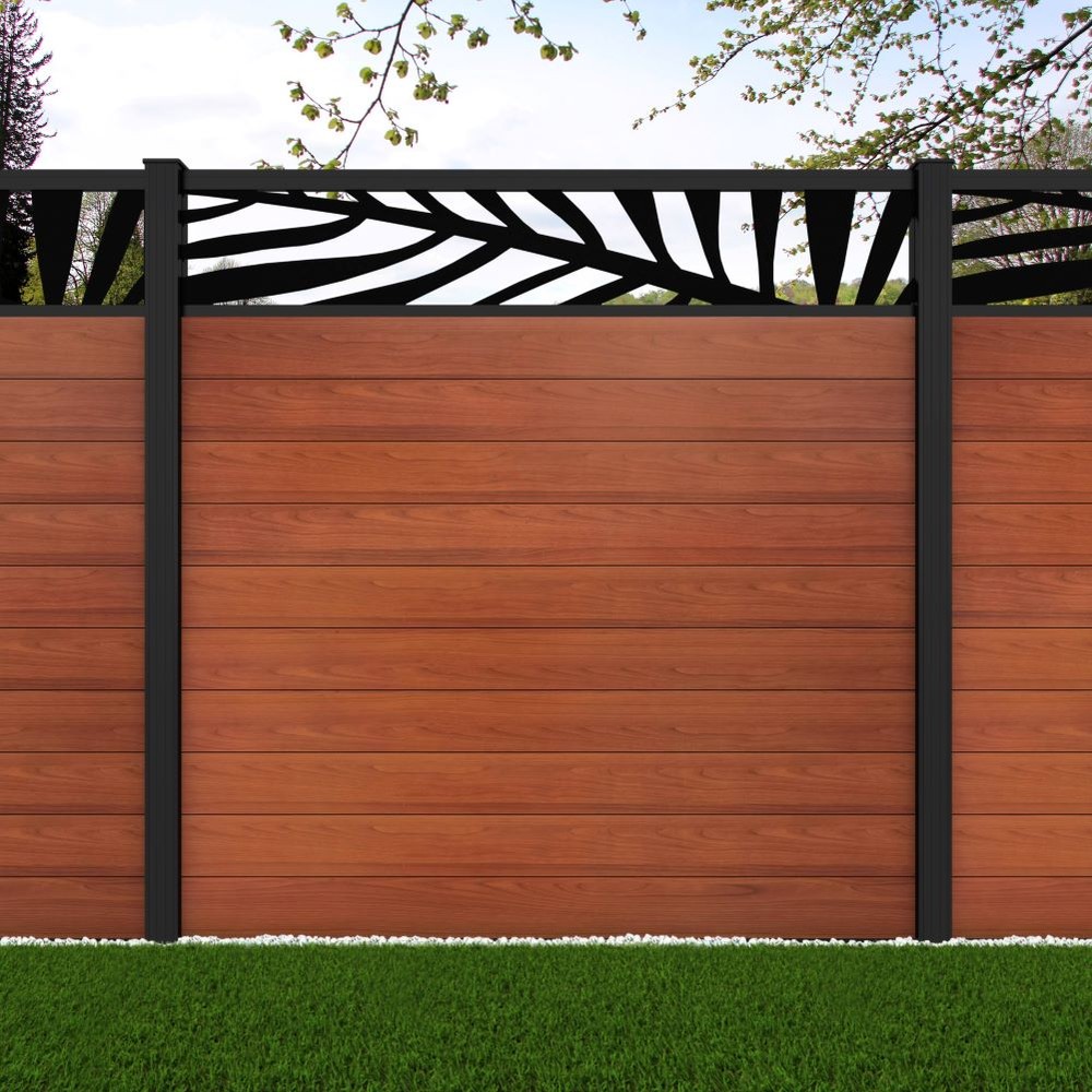 1.8m Connect + Palm Laser Oak Wood Effect Black Sand Posts - Metre Price