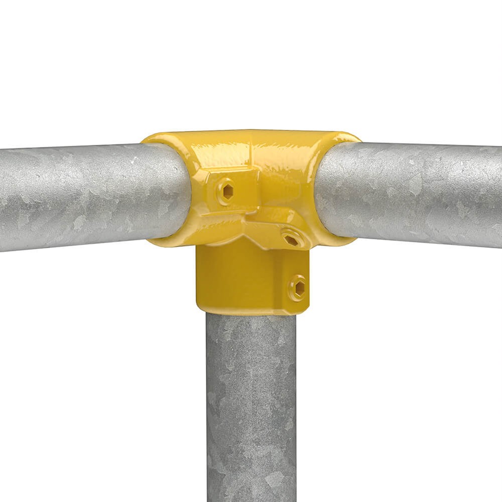 3 Way 90 Degree Elbow For 42.4mm Tube - Yellow Powder Coated