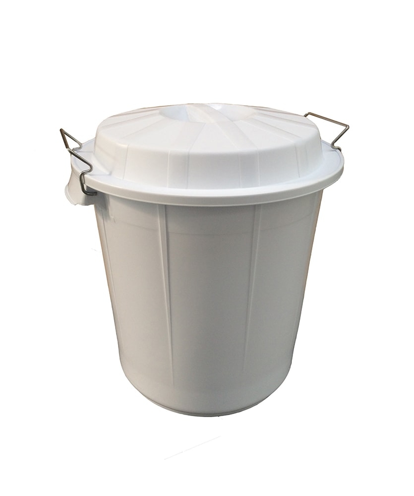 50 Litre White Plastic Industrial Catering Bin w/Lid