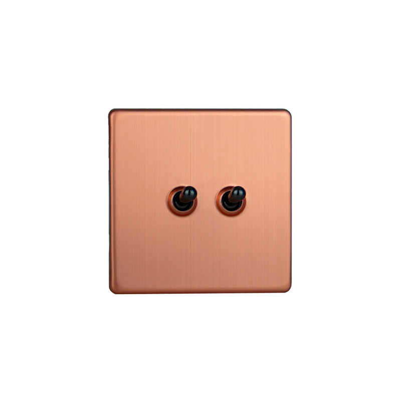 Varilight Urban 2G 10A Intermediate Toggle Switch Brushed Copper Screw Less Plate