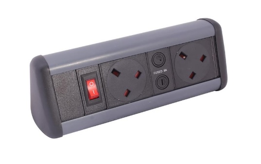 P-Pack-Desk-2S - P-Pack Desktop PDU with 2x UK Power Sockets & Master Switch (2 x UK Socket)