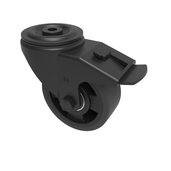 Polyurethane Nylon Bolthole Swivel Castor Brake 125mm 300kg Load