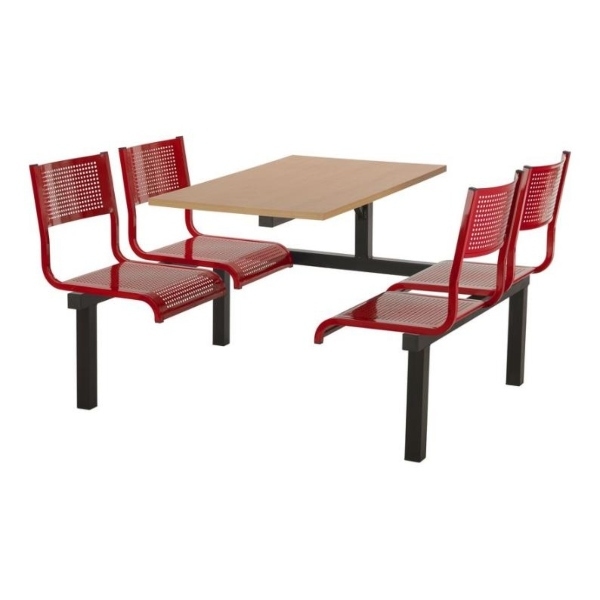 CU93 - 4-Seater Barrett Canteen Unit - 1 Way Access, Red, Beech