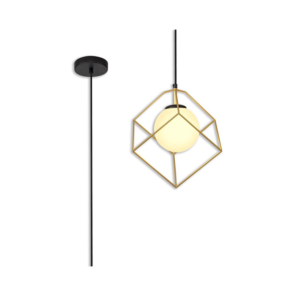 Luxuria Quasar 28cm Single Pendant Light Adjustable E14 Matt Black/Painted Gold