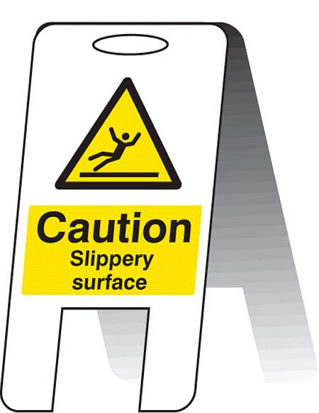 Caution slippery surface (self standing folding sign)