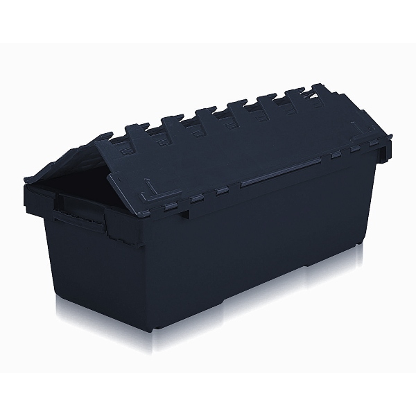 Large Attached Lid Container 135 Litre - Black