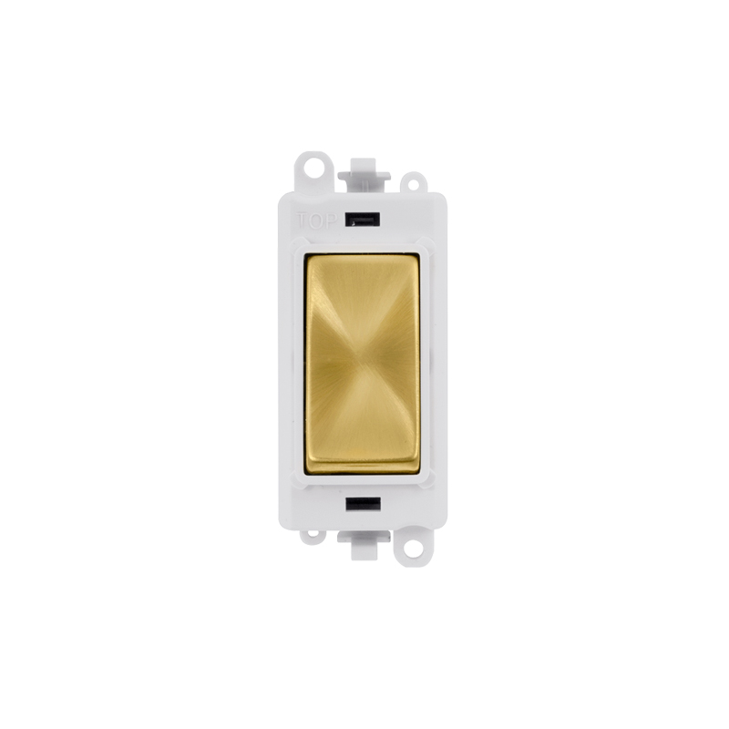 Click 20AX Satin Brass 1 Pole 3 Position Retractive Switch Module Insert Polar White