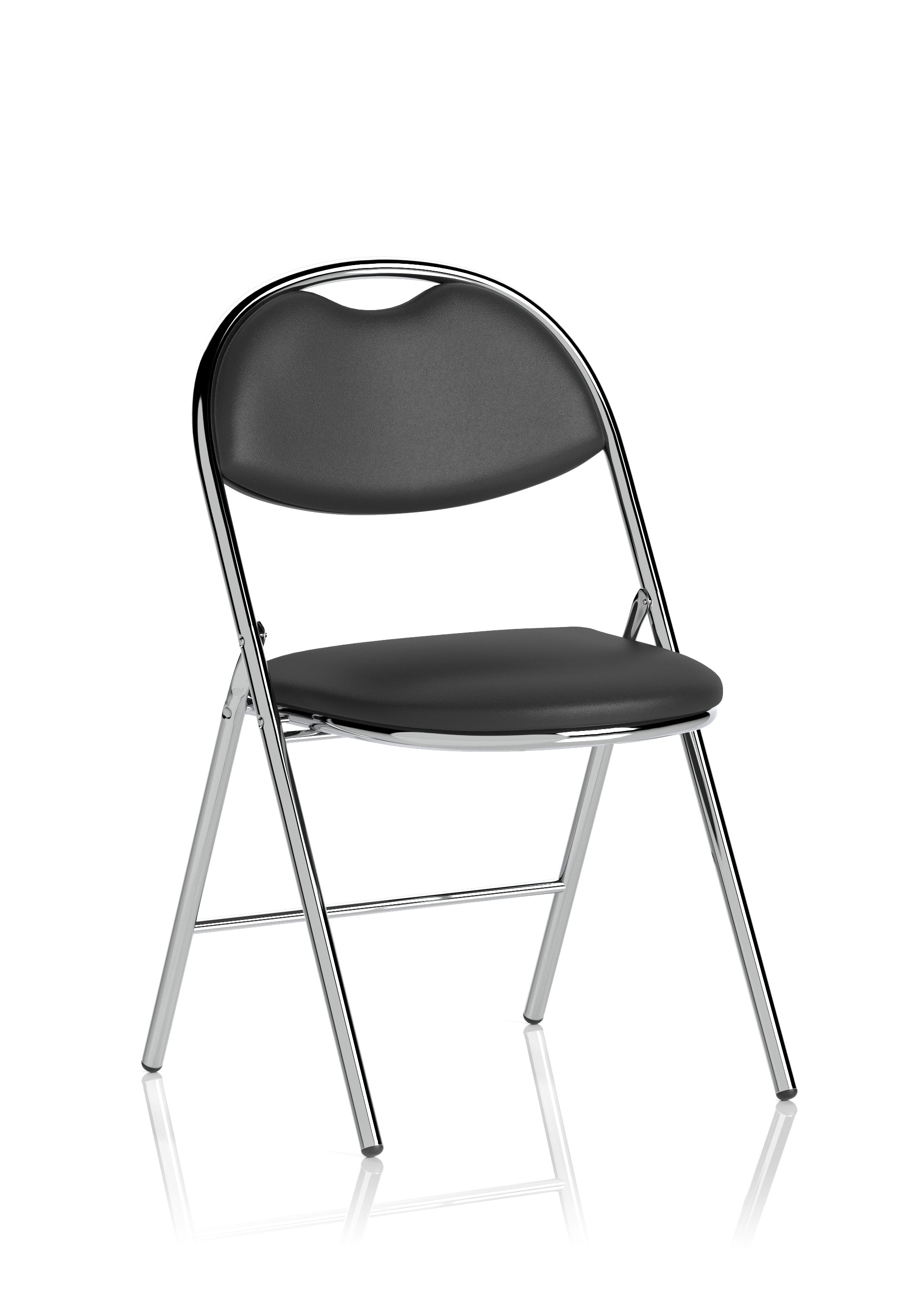 Suppliers Of Milan Medium Back Black Vinyl Chrome Frame Folding Visitor Chair - With Optional Foldaway Writing Table UK