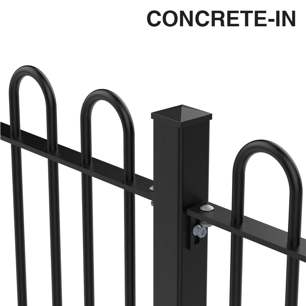 1800mm Bow Top Concrete-in Fence p/m20mm hollow Bars - PPC Black