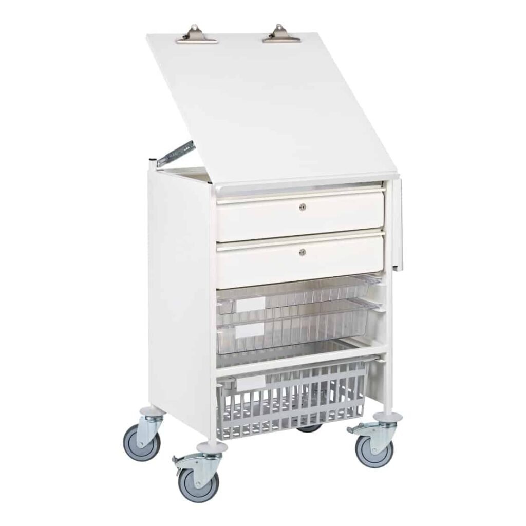 One Section Chart Trolley with Lockable Drawers