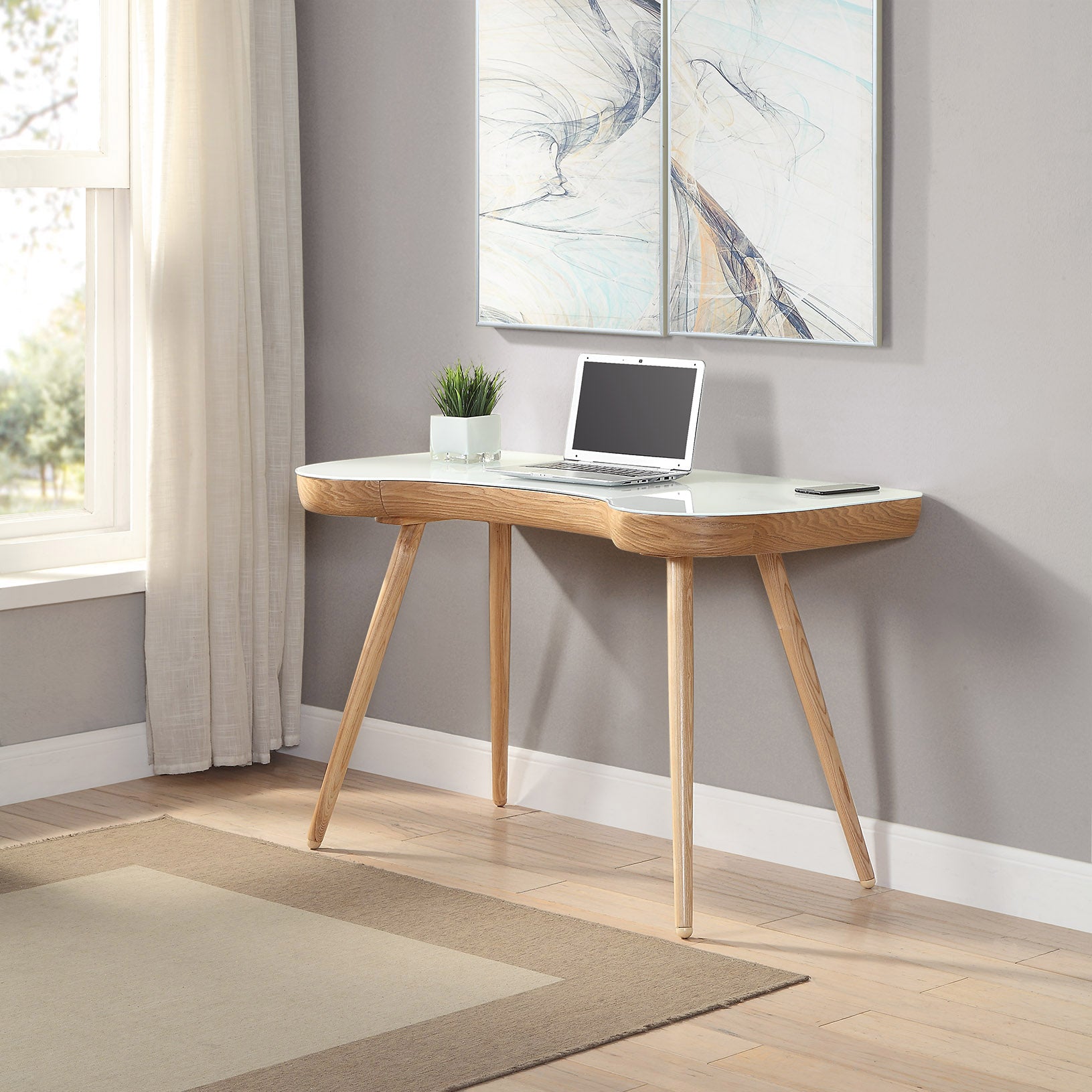 Providers Of Contemporary Quality Home Glass Office Desk in Oak - 1200mm - PC714 Huddersfield