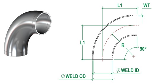 BS4825-2, 90 Deg Bends Short