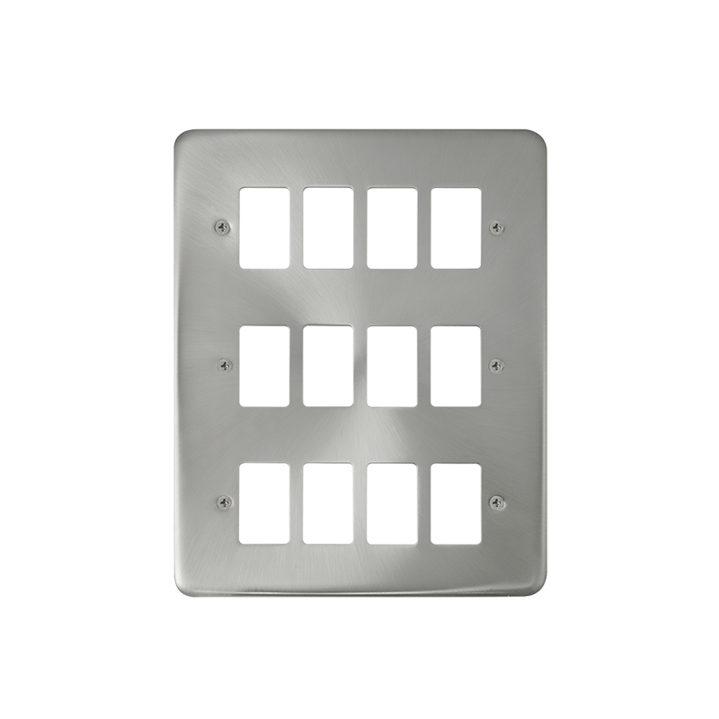 Click Deco Plus 12 Gang GridPro Frontplate Satin Chrome