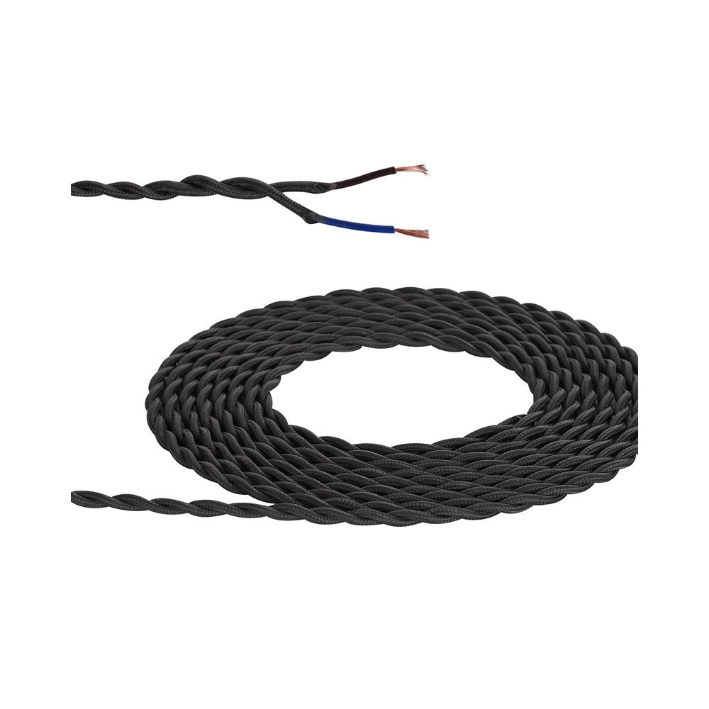 Luxuria Glorelle 1m Grey Braided Twisted 2 Core 0.75mm Cable