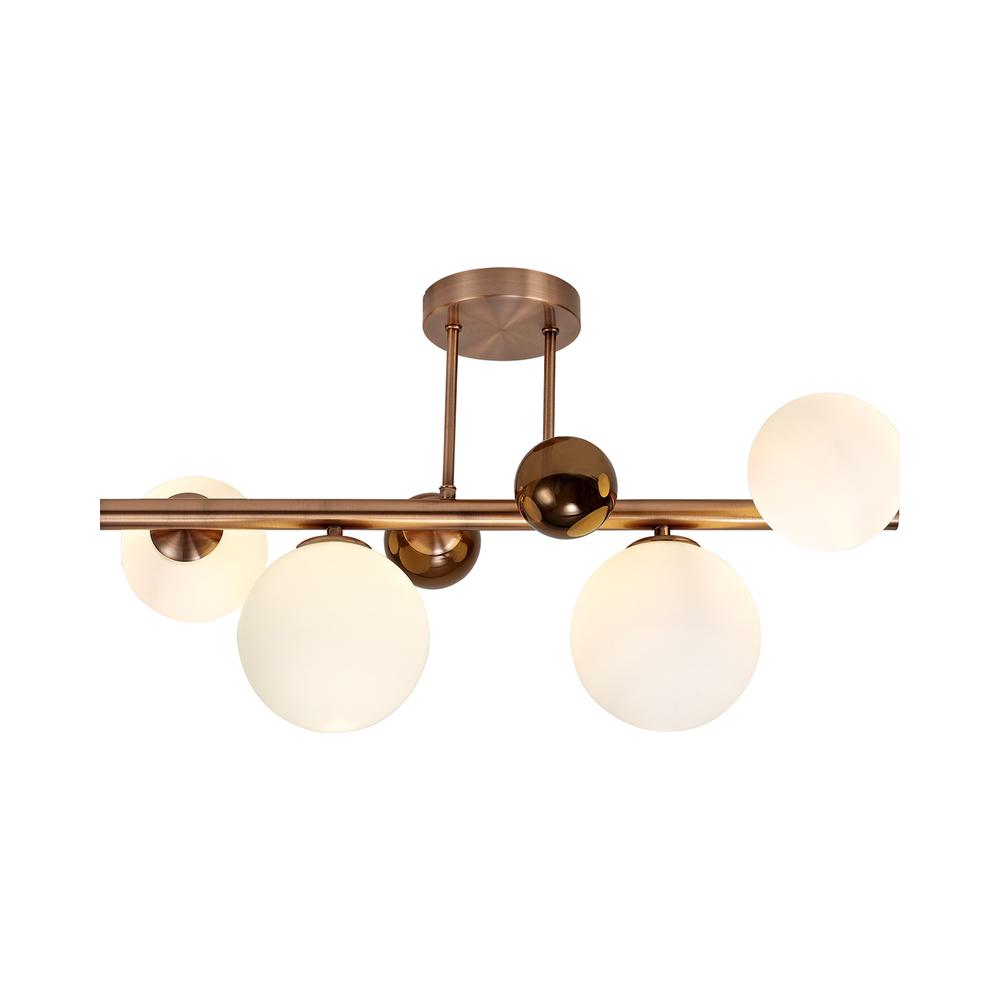 Luxuria Mateo Semi Flush Ceiling Light 4xG9 Antique Copper Opal & Copper Glass