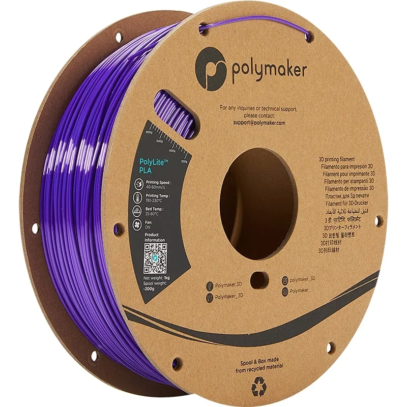 PolyMaker PolyLite PLA 1.75mm Silk Purple 3D printer filament 1Kg