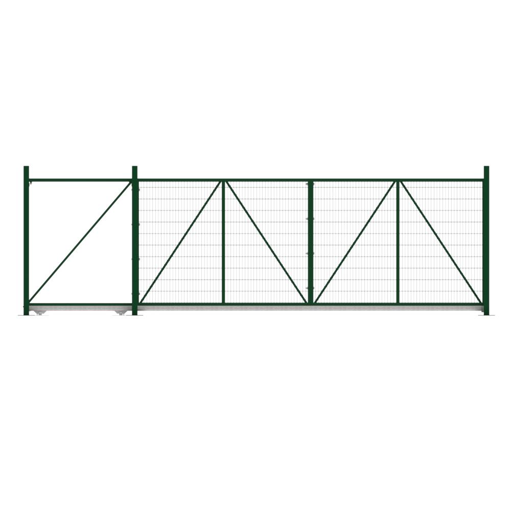 Cantilever Sliding Mesh Gate - 2.4H x 6mGreen With Track & Accessories - LH Open
