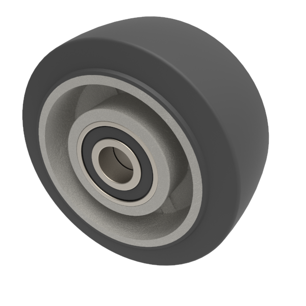 Elastic Rubber on Aluminium 75mm Ball Bearing Wheel 125kg Load