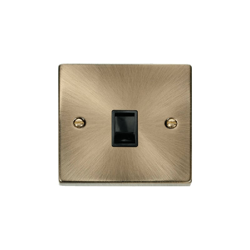 Click Deco Single RJ11 Socket Ireland/USA Outlet Antique Brass Insert Black