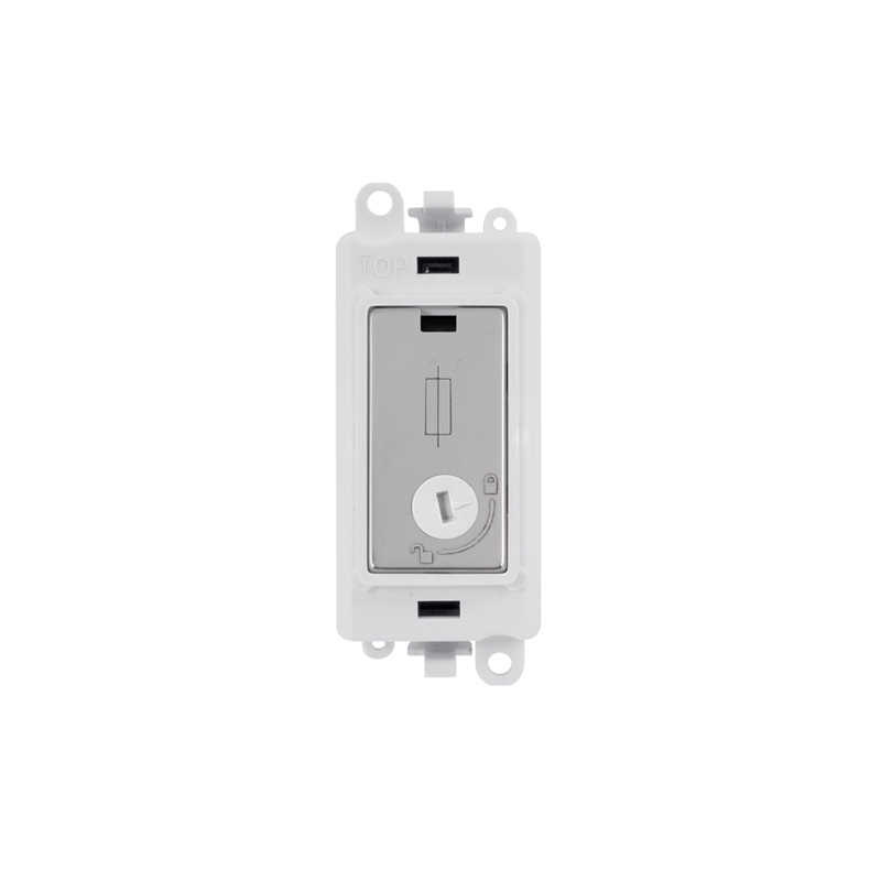 Click 20AX Polished Chrome 13A Fused Lockable Module Insert Polar White