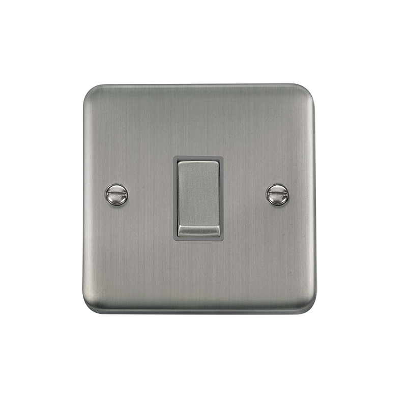 Click Deco Plus MiniGrid 1 Gang Switch Stainless Steel Grey Inserts