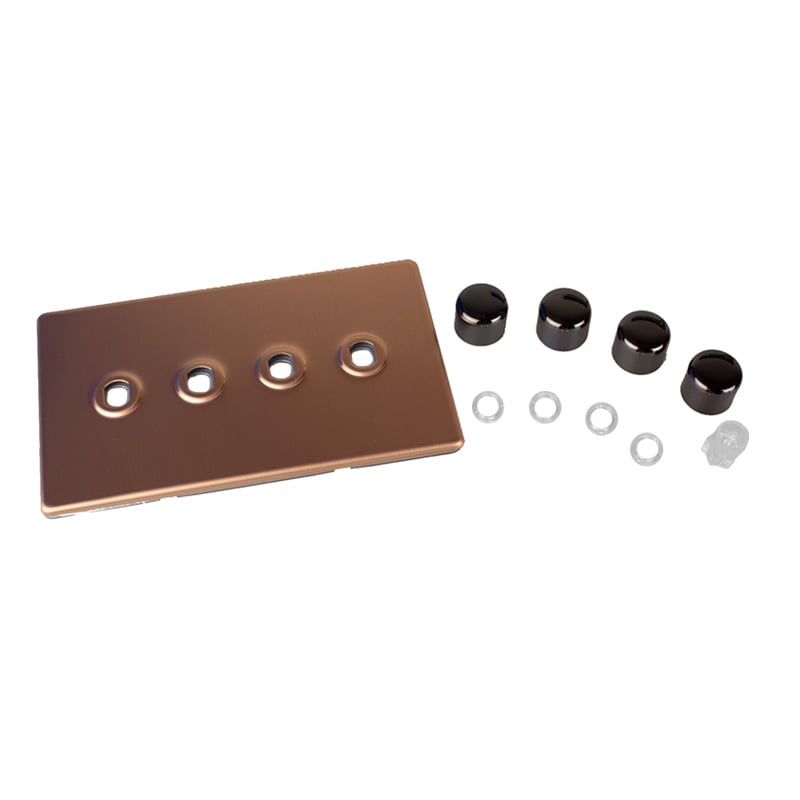 Varilight Urban 4G Twin Plate Matrix Faceplate Kit Brushed Copper for Rotary Dimmer Varilight Screw Less Plate