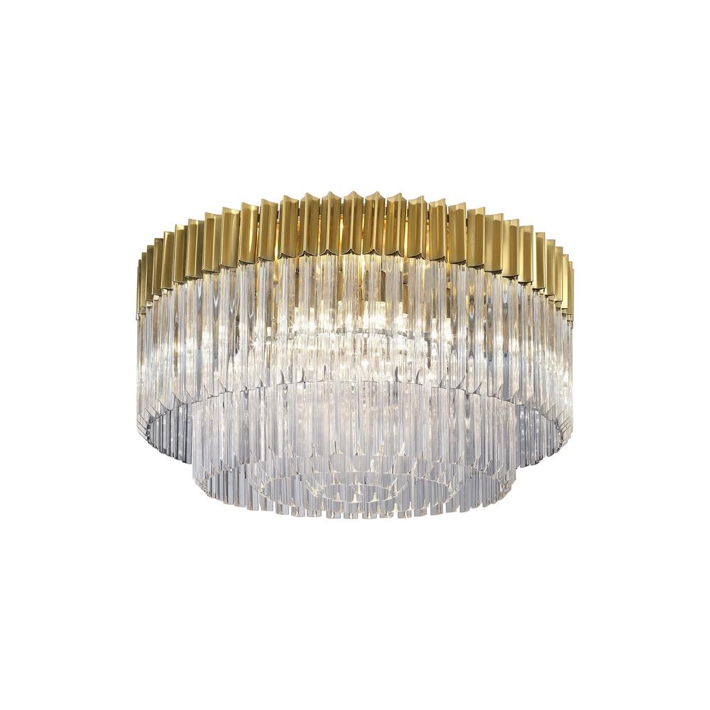 Luxuria Osiris 80cm Ceiling Round 12 Light E14 Brass/Clear Sculpted Glass