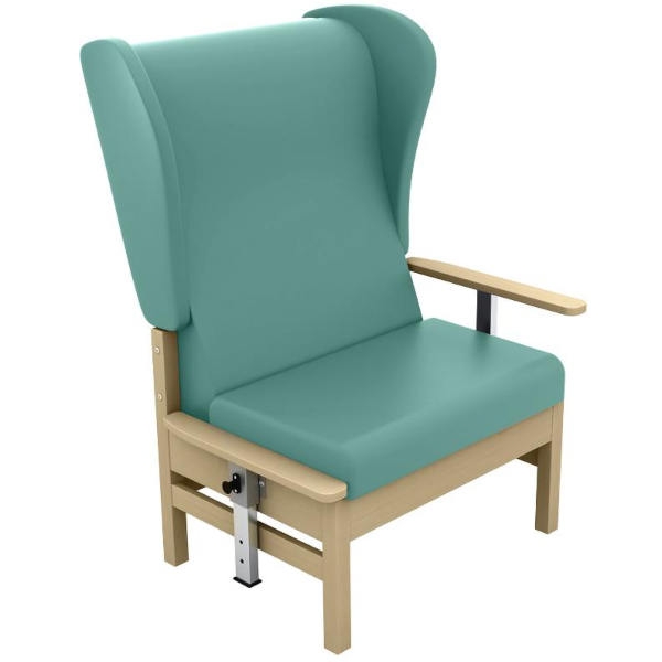 Atlas High Back Bariatric Arm Chair with Wings and Drop Arms - Mint