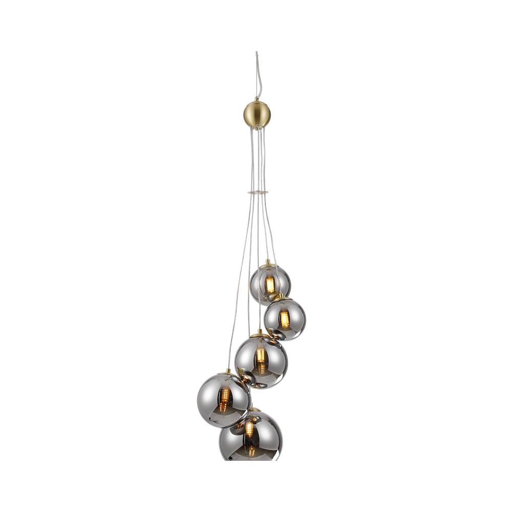 Luxuria Thorne 27cm Pendant 5xG9 Satin Gold Chrome Plated Glass