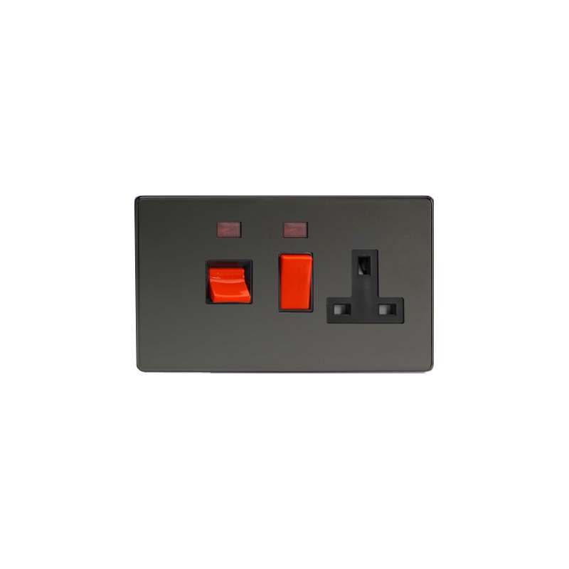 Varilight Screw Less Iridium 45A Cooker Panel + Neon with 13A Switched