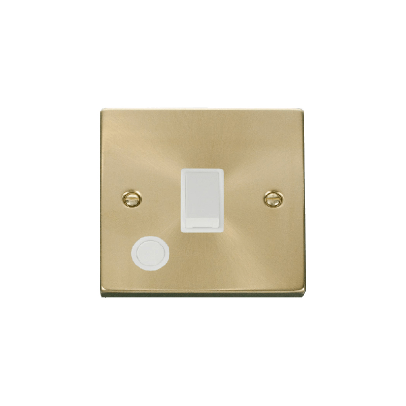 Click Deco 20A 1 Gang DP Switch With Flex Outlet Satin Brass Insert White