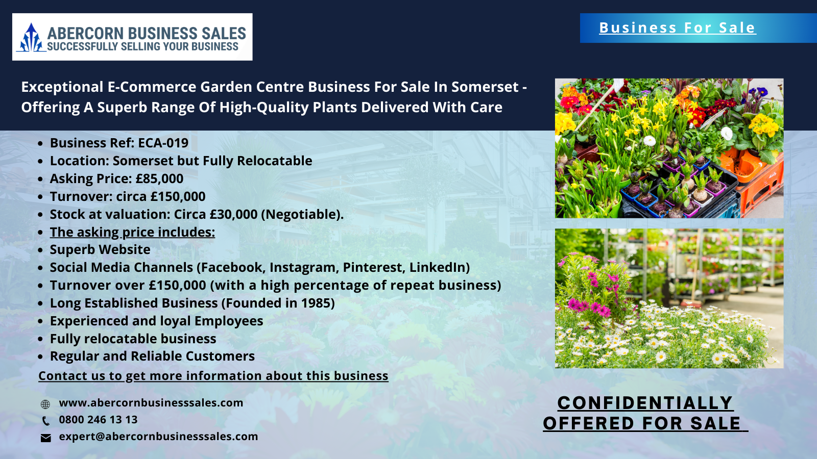 ECA-019 -Exceptional E-commerce Garden Centre Business for Sale in Somerset-offering a superb range of high-quality plants delivered with care