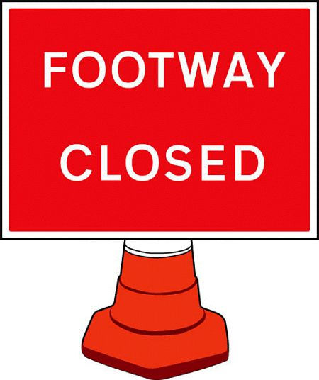 Footway closed cone sign 600x450mm