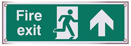 Fire exit straight on visual impact 5mm acrylic sign 450x150mm c/w stand off locators