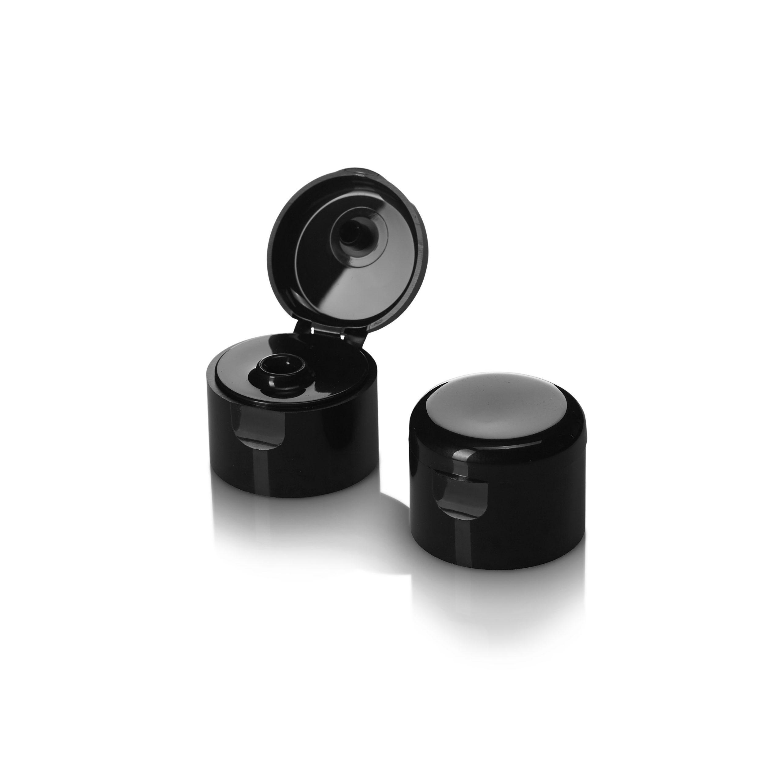 28&#47;410 Black Induction Heat Seal Flip Top Cap For PET & PVC Bottles &#45; Smooth