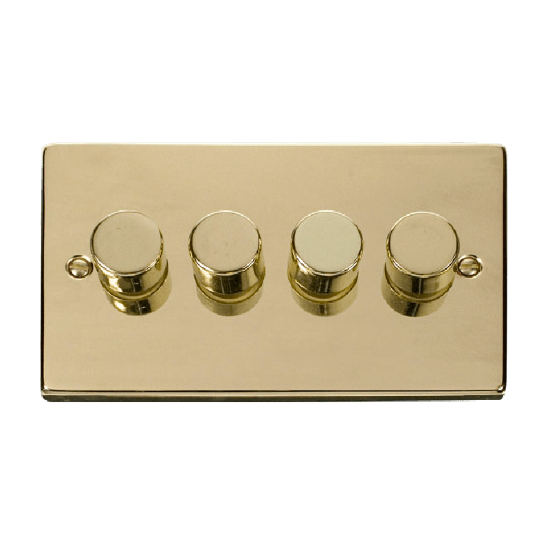 Click Deco 4 Gang 2 Way 100W LED Dimmer Switch Polished Brass