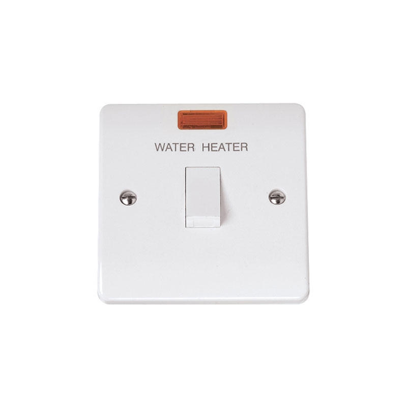 Click DP Water Heater Switch 20 Amp White PVC With Neon