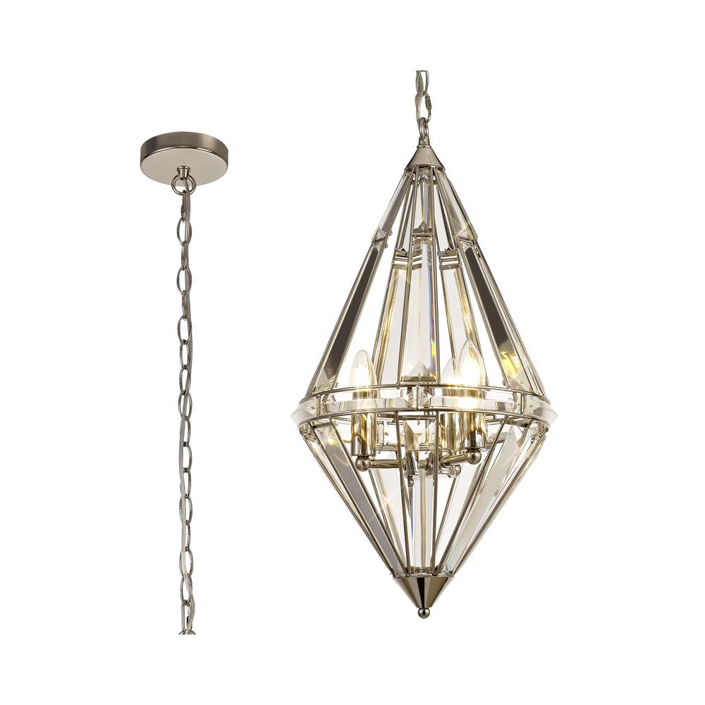 Luxuria Majorelle 32cm Diamond Pendant 3 Light E27 Polished Nickel