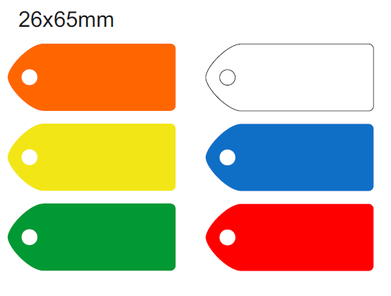 65x26mm Blank Colour-coded Key Tags, with fixing hole