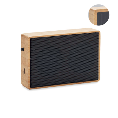 SOLAR BAMBOO CORDLESS SPEAKER in Brown.