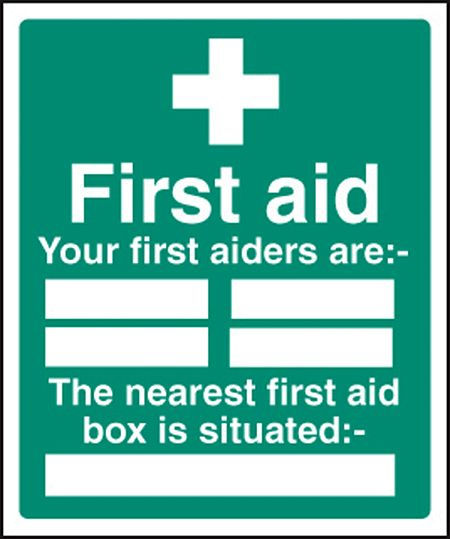 First aiders the nearest first aid box is situated