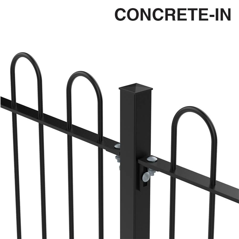 900mm Bow Top Concrete-in Fence p/m12mm Bars - PPC Black
