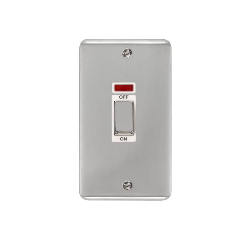 Click Deco Plus Vertical Cooker Switch Polished Chrome White Inserts Neon Light