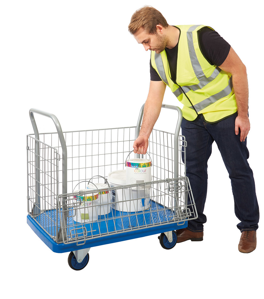 Proplaz Blue Mesh Truck With Open Top & 1/2 Drop Side Trolleys