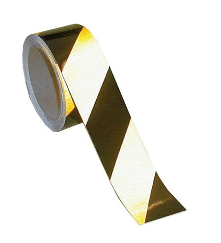 Reflective safety tape black/yellow 50mm x 25m