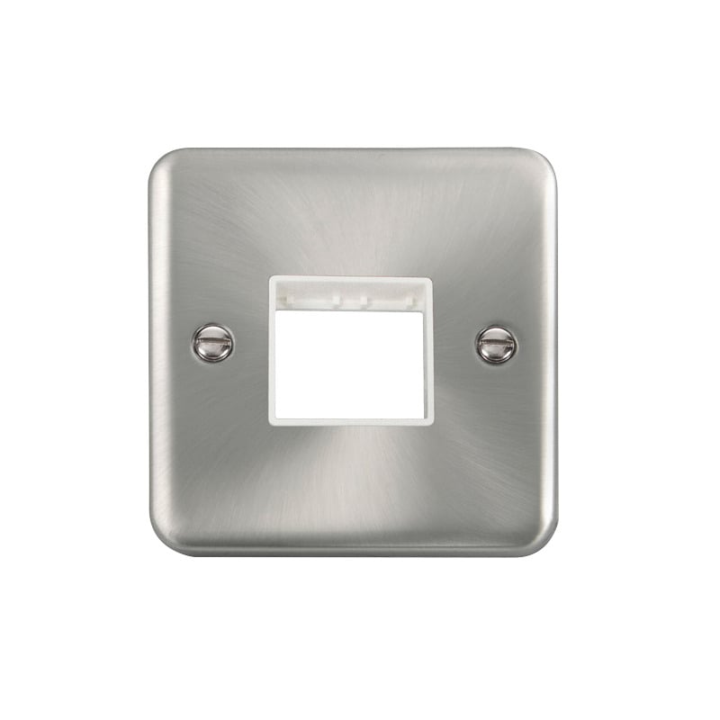 Click Deco Plus MiniGrid 2 Aperture Face Plate Satin Chrome White Inserts